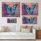 Designart - Vintage Blue Butterfly I - Modern Print on Natural Pine Wood